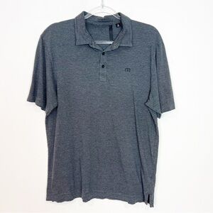 TRAVIS MATHEW BLACK GRAY MICRO STRIPE POLO GOLF SHIRT MENS MEDIUM